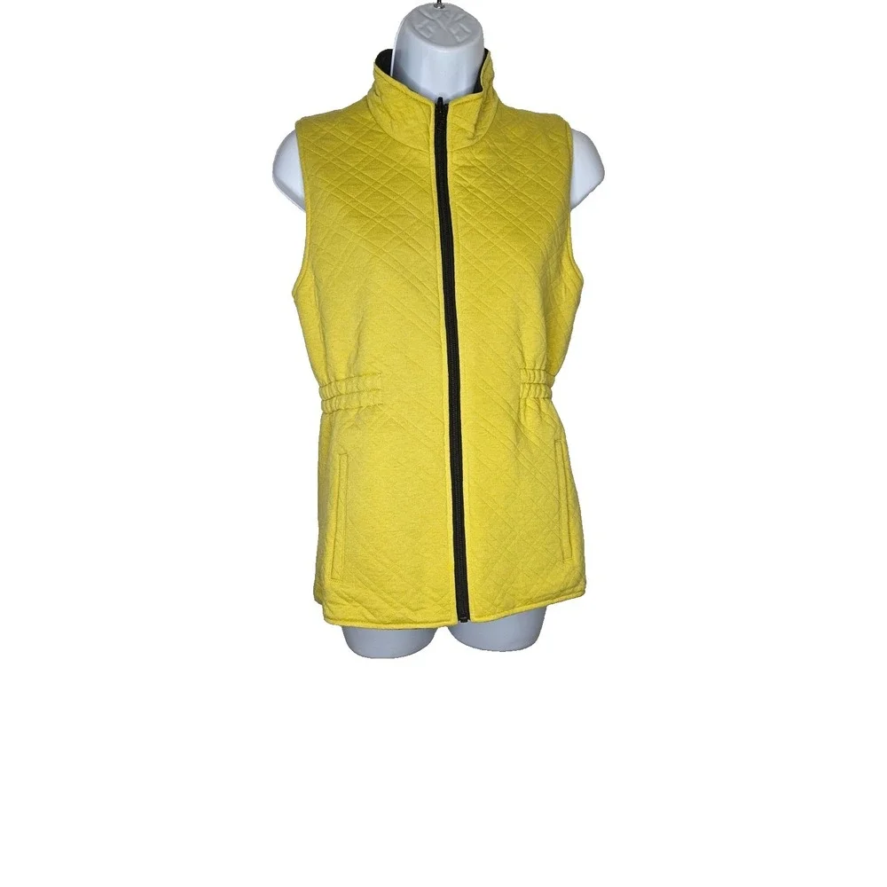 Womens Reversible Vest Size Small Quilted Black Yellow Sleeveless‎ Outerwear